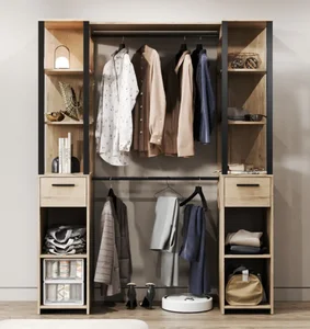 ISSEN Otevřený šatník – dub craft šedý/černá