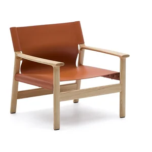 Jan koňakově hnědé kožené křeslo – Kave Home