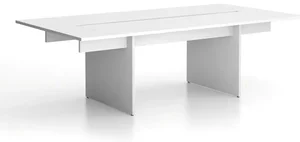 Jednací stůl SOLID s přísedami 240x125 cm bílý