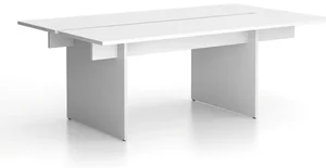 Jednací stůl SOLID s přísednicí, 210x125 cm, bílá