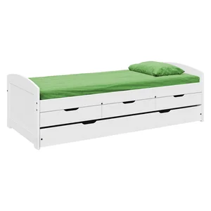 Jednolůžko s přistýlkou BANNY 90x200 cm – masiv borovice, bílá