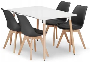 Jídelní set Adria 1+4 – bílý stůl a černé židle