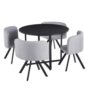 Jídelní set BEVAN NEW 1+4, černá/světle šedá