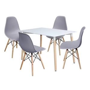Jídelní set FARUK: stůl 120 × 80 cm + 4 židle, bílý/šedý