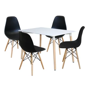 Jídelní set FARUK – stůl 120x80 cm + 4 židle, bílá/černá