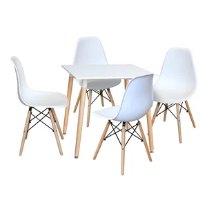 Jídelní set FARUK: stůl 80×80 cm a 4 židle, bílý