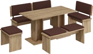Jídelní set GURLAN – velký, craft zlatý/hnědá ekokůže