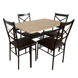 Jídelní set NAREN 1+4 dub sonoma, černá a hnědá