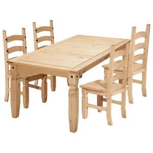 Jídelní set PIMBOW – stůl 152×76×92 cm + 4 židle, borovice