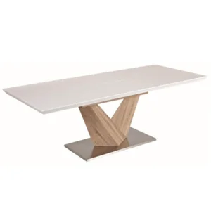 Jídelní stůl DURMAN bílo-dub Sonoma, rozkládací 160–220 cm