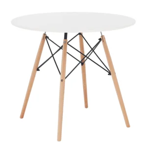 Jídelní stůl GAMIN 2 NEW 80 – bílá/buk, Ø80 cm