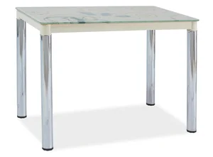 Jídelní stůl NEFON 2 100×60 cm – sklo, krém/chrom