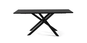 Jídelní stůl SIKNE 180x90 cm, černá deska a kovové nohy