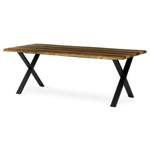 Jídelní stůl ZANZELROS 210×100×76 cm – staré dřevo a černé kovové nohy
