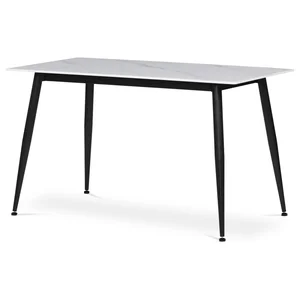 Jídelní stůl ZORBELWEL 130x70 cm – mramorový vzhled, černé kovové nohy