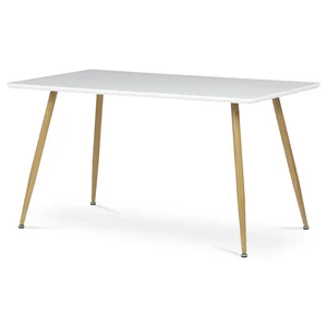 Jídelní stůl ZORDORMOR 140×80 cm – bílá deska, dubové nohy