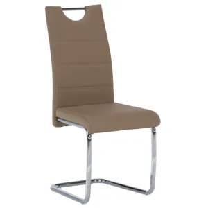 Jídelní židle ABIRA NEW – ekokůže cappuccino, chrom