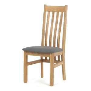 Jídelní židle CENLAN z dubového masivu se šedým potahem