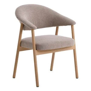 Jídelní židle Elk 2 ks s područkami – béžová, dubové dřevo