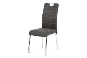 Jídelní židle HC-486 GREY3 s látkou a chromovanou nohou