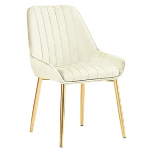 Jídelní židle PERLIA Velvet béžová se zlatými chromovanými nohami