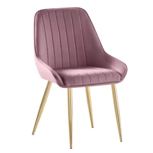 Jídelní židle PERLIA Velvet – růžová, chrom/zlatá
