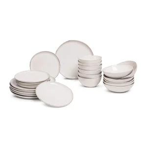 Kameninová jídelní sada Snow Heart, 24 ks