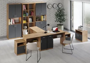 Kancelářská sestava OFFICE KIT SET 1 – dub apalačský/šedá