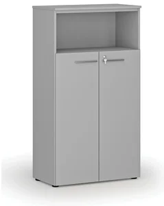 Kancelářská skříň PRIMO GRAY s uzamykatelnými dveřmi