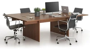 Kancelářský stůl SOLID s dvojitým rozšířením a dvěma přísedami 240x165 cm ořech