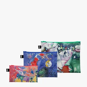 Kapsičky na zip LOQI, sada 3 ks – Marc Chagall: I and the Village, Blue Circus