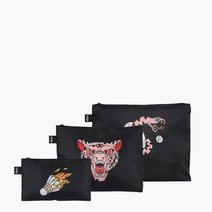 Kapsičky na zip LOQI SNASK Tiger Snake Black – 3 ks