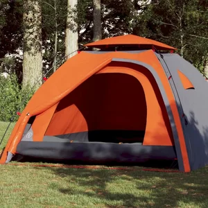 Kempingový kupolový stan pro 4 osoby šedo-oranžový