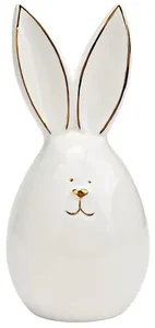 Keramický zajíček AURIC BUNNY 14 cm bílý se zlatými detaily