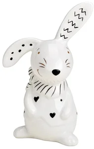 Keramický zajíček Bunny Front 12 cm bílý
