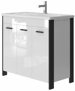 Kingsbath Lavedo Broadway Black 90 Koupelnová Skříňka s Umyvadlem a Košem