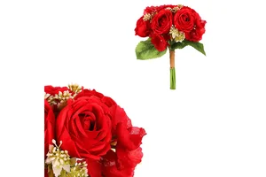 KN7071 RED – Umělá kytice růží a hortenzie