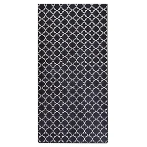 Koberec do předsíně 80x300 cm, černobílý, protiskluzový, 100% polyester