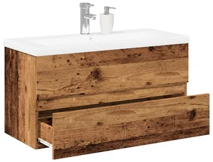 Kombinovaná koupelnová skříňka s vestavěným umyvadlem Old Wood