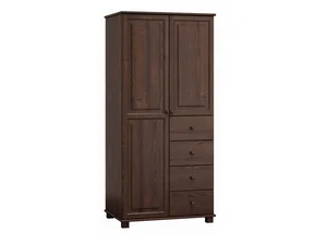 Kombinovaná šatní skříň BHAGIRA 2D, š80 cm, masiv borovice, moření ořech