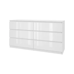 Komoda 140/6 – bílý lesk