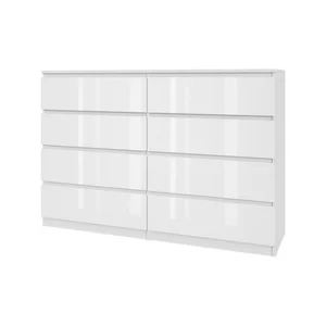 Komoda 140/8 – bílý lesk