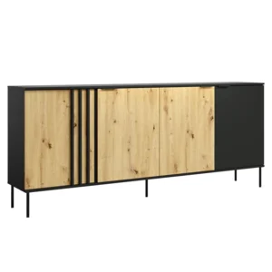 Komoda 4D RIMINA, černá/dub artisan