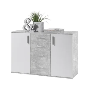 Komoda BANCAN 5 zásuvek – bílá/beton