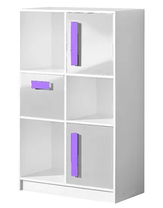 Komoda BLOURT 3D – bílý lesk a fialová