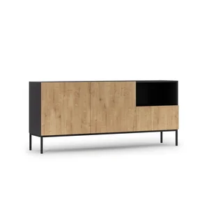 Komoda BOLSENA 180 cm, černý mat/dub artisan