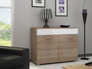 Komoda FARGONA dub sonoma/bílý lesk