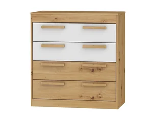 Komoda GATTON 4S - dub artisan/bílý lesk