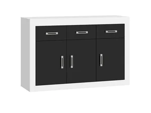 Komoda GOUDINI 3D3S – bílá/černý lesk, 5 let záruka
