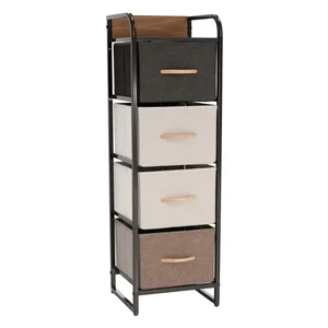 Komoda Hazel TYP 1 – látkové šuplíky (černá/béžová/hnědá)